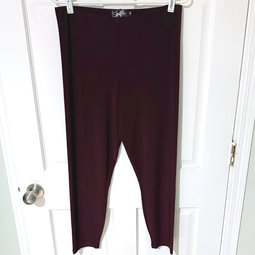 Sympli The Best Burgundy Matte Jersey Tapered Leggings Pants Size 12 Canada